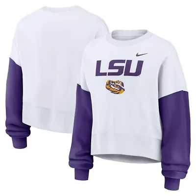 NCAA Nike LSU Tigers Oversized Color-Block Pullover Sweatshirt