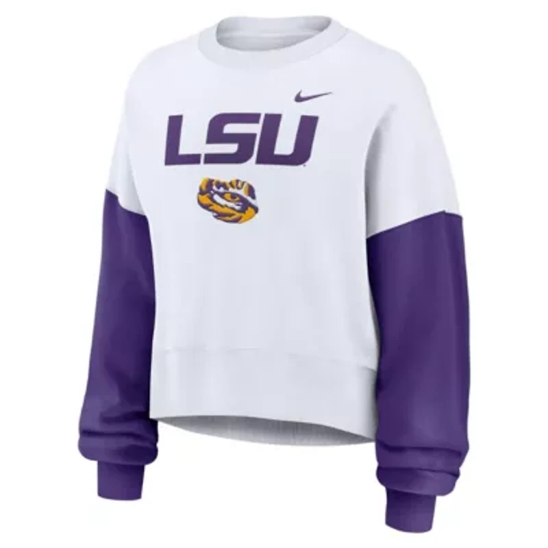 NCAA Nike LSU Tigers Oversized Color-Block Pullover Sweatshirt