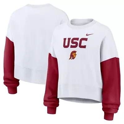NCAA Nike USC Trojans Oversized Color-Block Pullover Sweatshirt