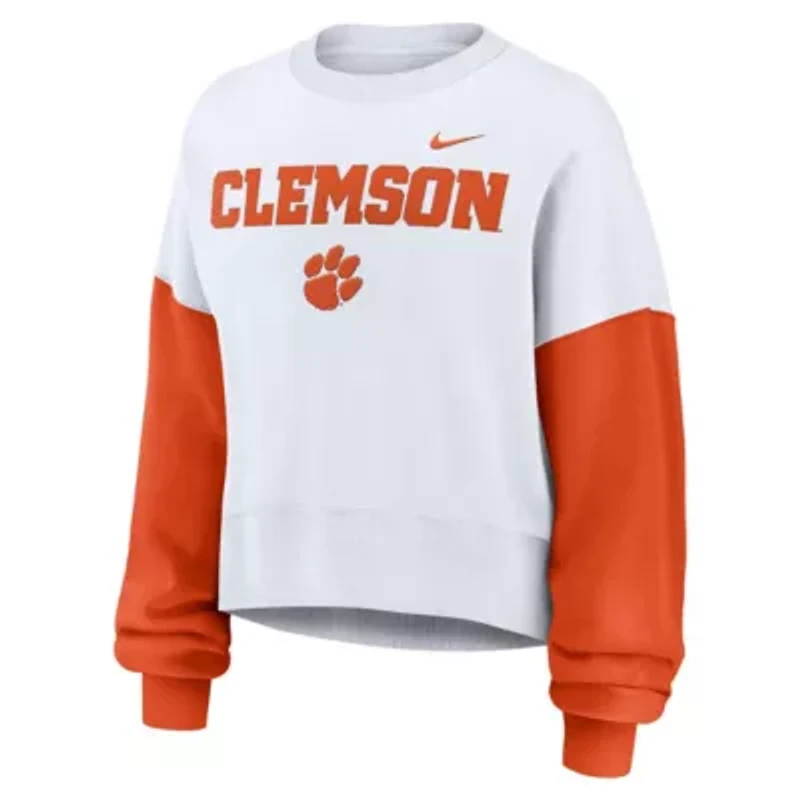 NCAA Nike Clemson Tigers Oversized Color-Block Pullover Sweatshirt