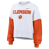 NCAA Nike Clemson Tigers Oversized Color-Block Pullover Sweatshirt