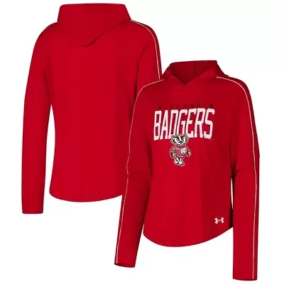 NCAA Under Armour Wisconsin Badgers Gameday Knockout Long Sleeve Hooded T-Shirt