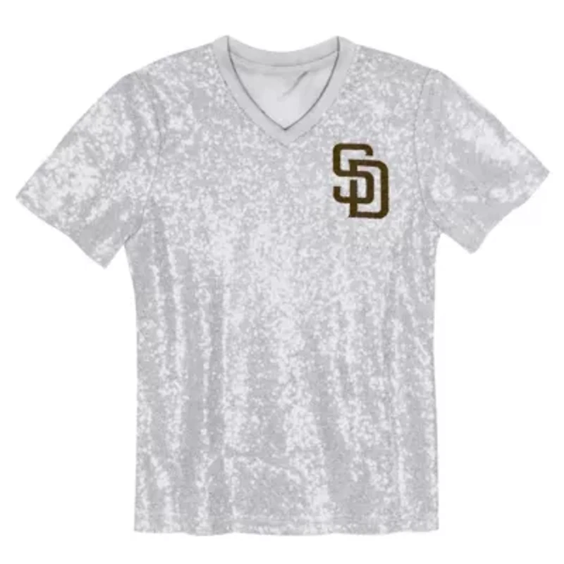 MLB Juniors Fernando Tatis Jr. San Diego Padres Name & Number Sequin V-Neck Top