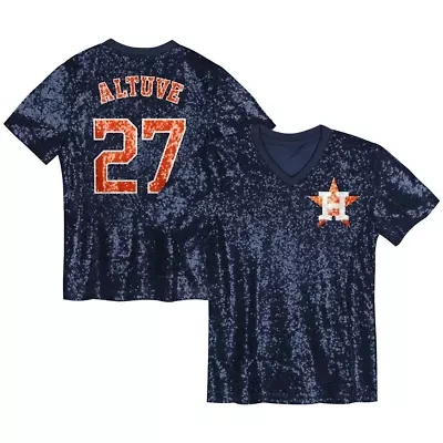 MLB Juniors Jose Altuve Houston Astros Name & Number Sequin V-Neck Top
