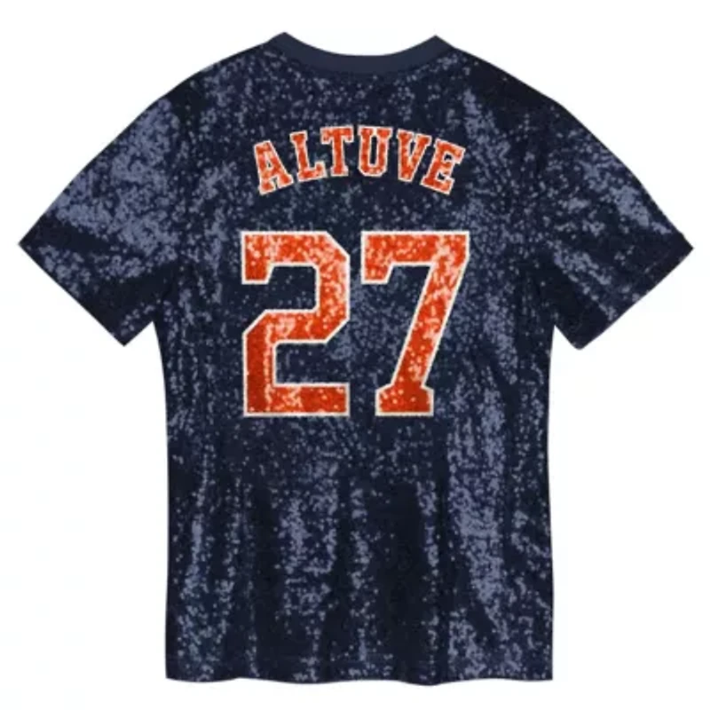 MLB Juniors Jose Altuve Houston Astros Name & Number Sequin V-Neck Top