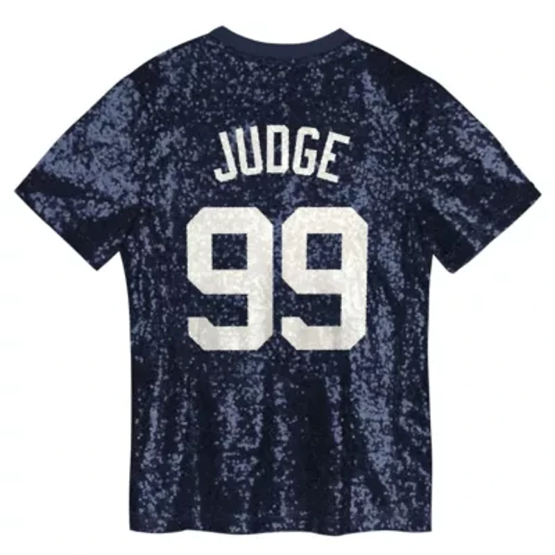 MLB Juniors Aaron Judge New York Yankees Name & Number Sequin V-Neck Top