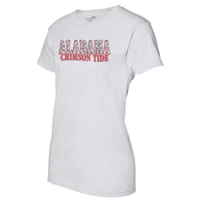 Alabama Crimson Tide NCAA Checkered Team Name Wavy Tri-Blend T-Shirt