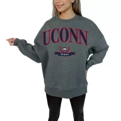 Connecticut Huskies NCAA UConn Premium Fleece Drop Shoulder Pullover Sweatshirt