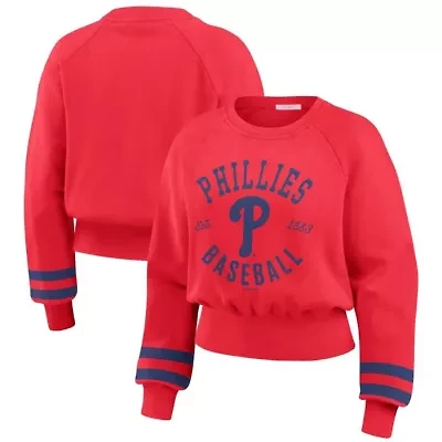 MLB Philadelphia Phillies Vintage Washed Cropped Pullover Sweatshirt