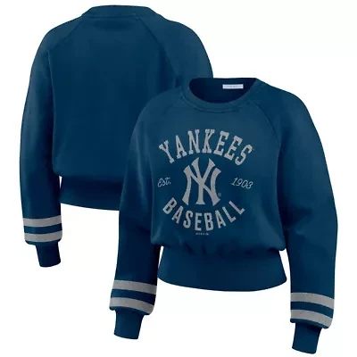 MLB New York Yankees Vintage Washed Cropped Pullover Sweatshirt