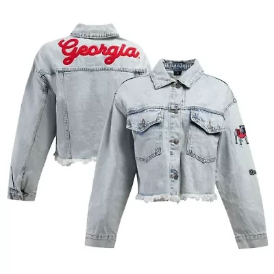 NCAA Georgia Bulldogs Lightwash Full-Button Jean Jacket