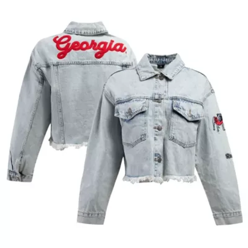 NCAA Georgia Bulldogs Lightwash Full-Button Jean Jacket