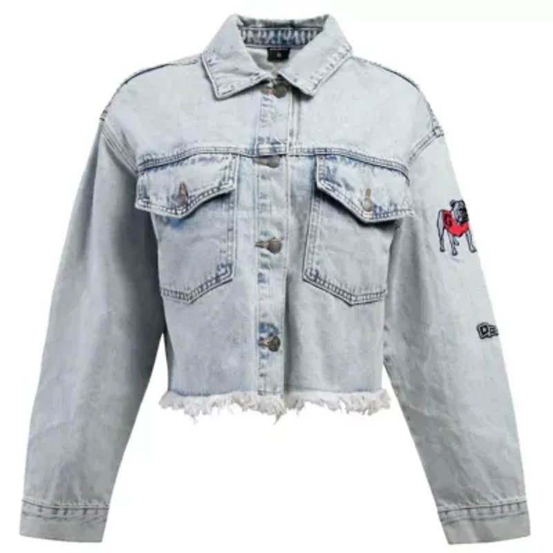NCAA Georgia Bulldogs Lightwash Full-Button Jean Jacket