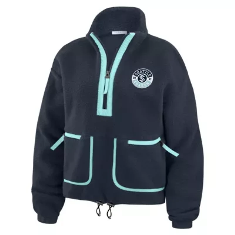 NHL Deep Sea Seattle Kraken Polar Fleece Half-Zip Jacket