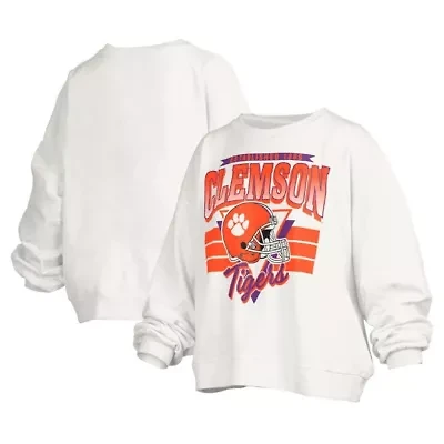 NCAA Clemson Tigers Janice Retro Logo Oversized Pullover Sweatshirt