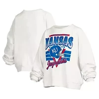 NCAA Kansas Jayhawks Janice Retro Logo Oversized Pullover Sweatshirt