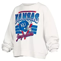 NCAA Kansas Jayhawks Janice Retro Logo Oversized Pullover Sweatshirt
