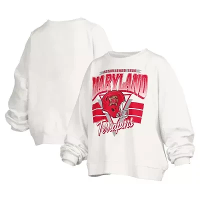 NCAA Maryland Terrapins Janice Retro Logo Oversized Pullover Sweatshirt