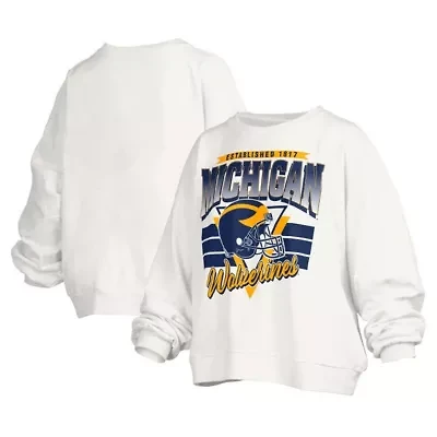 NCAA Michigan Wolverines Janice Retro Logo Oversized Pullover Sweatshirt