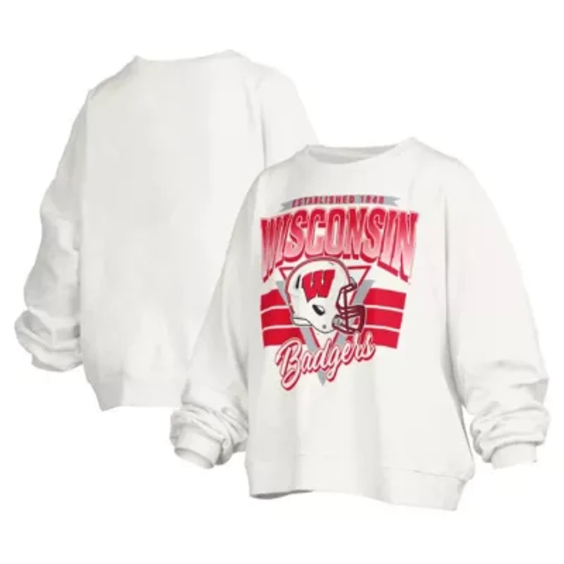 NCAA Wisconsin Badgers Janice Retro Logo Oversized Pullover Sweatshirt