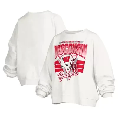 NCAA Wisconsin Badgers Janice Retro Logo Oversized Pullover Sweatshirt