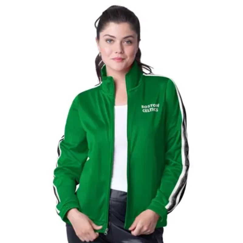 NBA Kelly Green/Gray Boston Celtics Rebel Sequin Bling Full-Zip Track Jacket