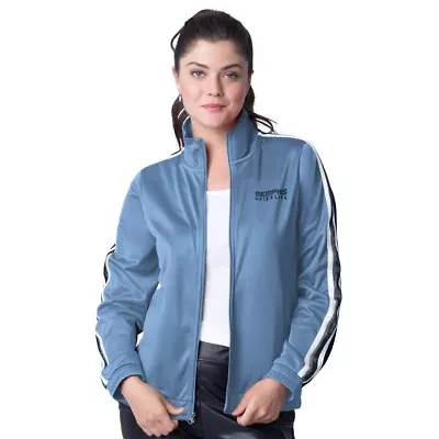 NBA Light Blue/Navy Memphis Grizzlies Rebel Sequin Bling Full-Zip Track Jacket