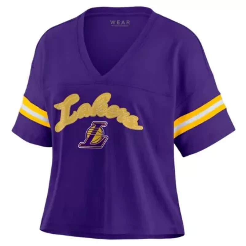 NBA Los Angeles Lakers Color Block Boxy V-Neck T-Shirt