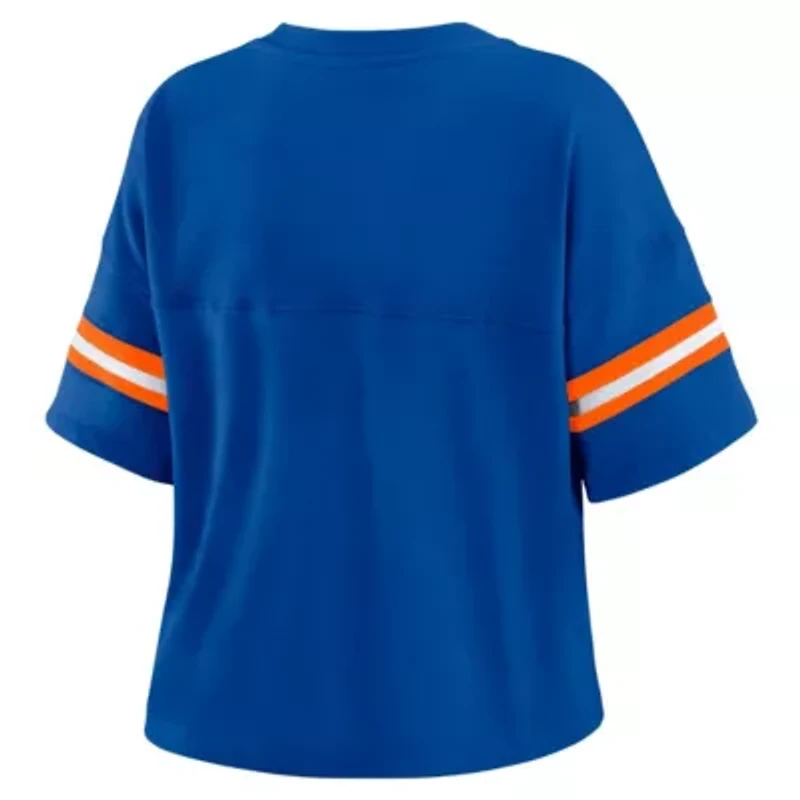 NBA New York Knicks Plus Color Block Boxy V-Neck T-Shirt