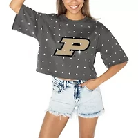 NCAA Purdue Boilermakers Go Time Rhinestone Crop T-Shirt