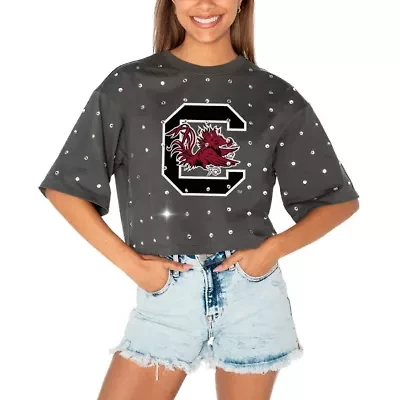 NCAA South Carolina Gamecocks Go Time Rhinestone Crop T-Shirt