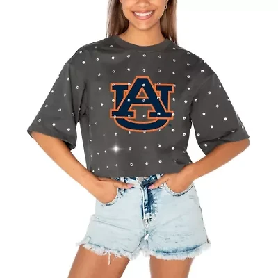 NCAA Auburn Tigers Go Time Rhinestone Crop T-Shirt