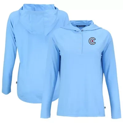 MLB Powder Chicago Cubs City Connect Coastline Epic Comfort Eco Recycled Hoodie Raglan Long Sleeve T-Shirt