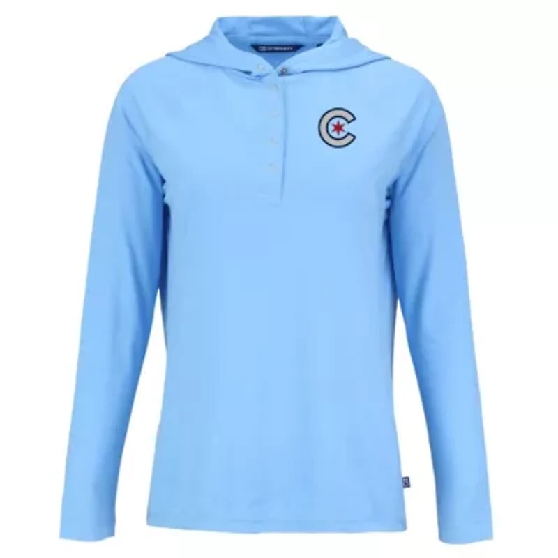MLB Powder Chicago Cubs City Connect Coastline Epic Comfort Eco Recycled Hoodie Raglan Long Sleeve T-Shirt