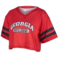 NCAA Georgia Bulldogs Mesh Cropped V-Neck T-Shirt