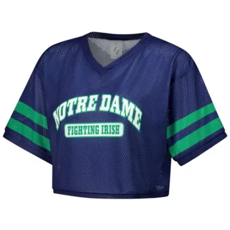 NCAA Notre Dame Fighting Irish Mesh Cropped V-Neck T-Shirt