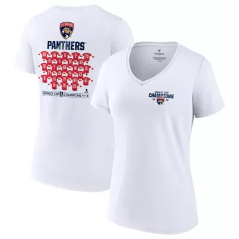 NHL Fanatics Florida Panthers 2024 Stanley Cup s Jersey Roster V-Neck T-Shirt