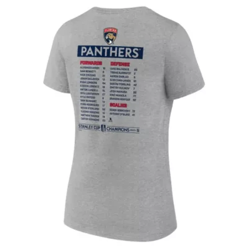NHL Fanatics Florida Panthers 2024 Stanley Cup s Roster V-Neck T-Shirt