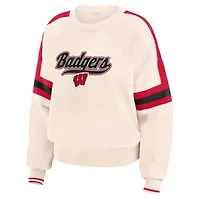 NCAA Wisconsin Badgers Chenille Woven Patch Stripe Pullover Sweater