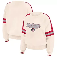 NCAA Ohio State Buckeyes Chenille Woven Patch Stripe Pullover Sweater