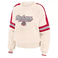 NCAA Ohio State Buckeyes Chenille Woven Patch Stripe Pullover Sweater