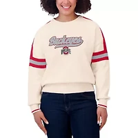 NCAA Ohio State Buckeyes Chenille Woven Patch Stripe Pullover Sweater