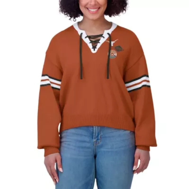 NCAA Texas Longhorns Lace-Up Pullover Sweater