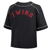 MLB Fanatics Minnesota Twins Oversized Champ Game Cropped V-Neck T-Shirt