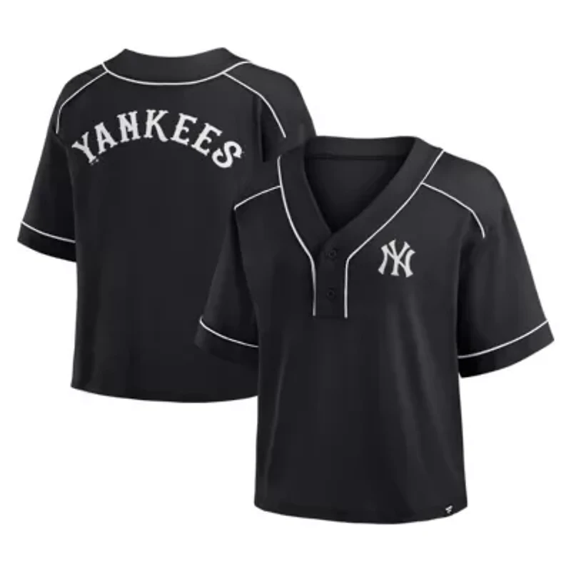 MLB Fanatics New York Yankees Oversized Champ Game Cropped V-Neck T-Shirt