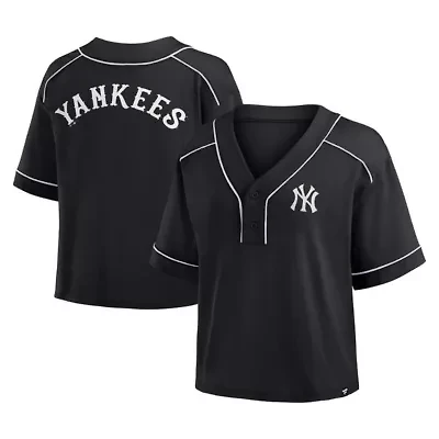 MLB Fanatics New York Yankees Oversized Champ Game Cropped V-Neck T-Shirt