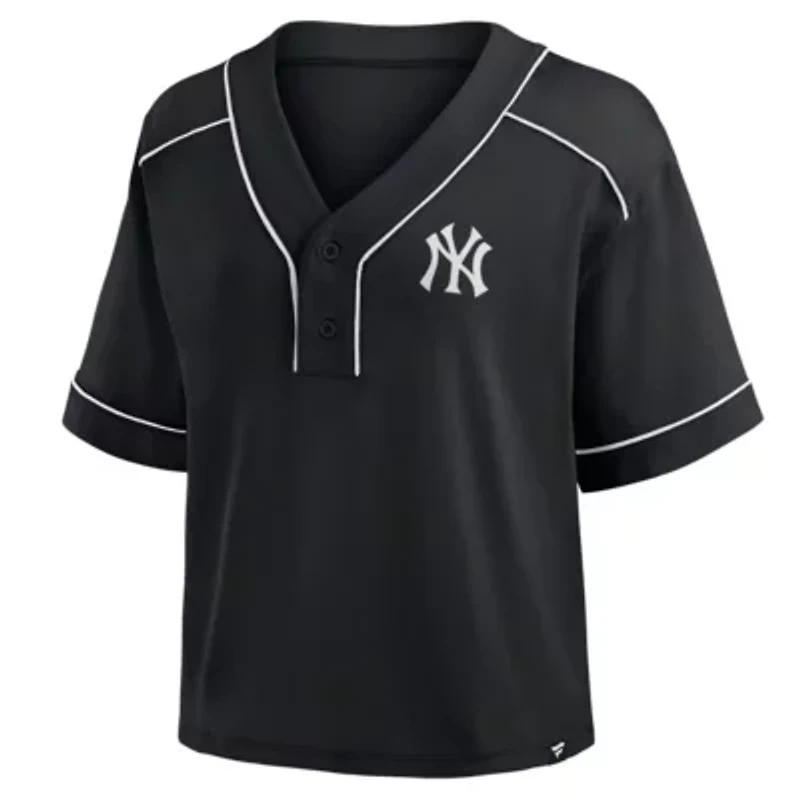 MLB Fanatics New York Yankees Oversized Champ Game Cropped V-Neck T-Shirt