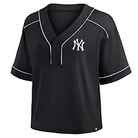 MLB Fanatics New York Yankees Oversized Champ Game Cropped V-Neck T-Shirt