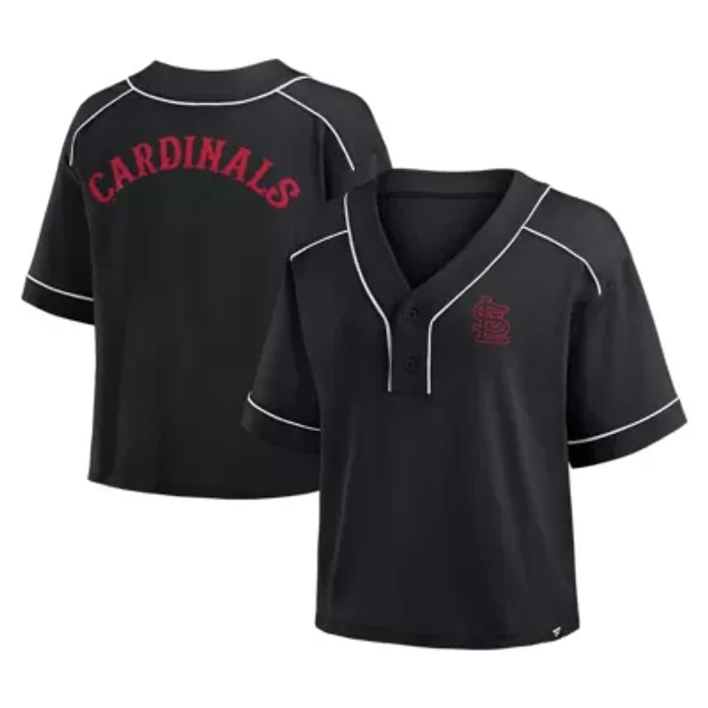 MLB Fanatics St. Louis Cardinals Oversized Champ Game Cropped V-Neck T-Shirt