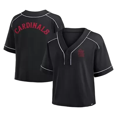 MLB Fanatics St. Louis Cardinals Oversized Champ Game Cropped V-Neck T-Shirt